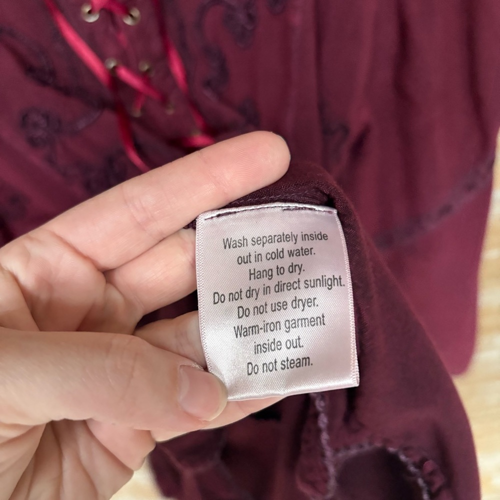 Holy Clothing Embroidered Blouse Renaissance Festival Whimsy Goth Womens 2X - Picture 5 of 8